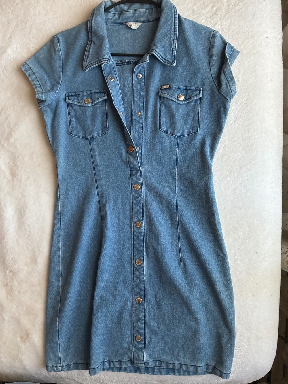 GUESS Light Denim Button-Front Mini Dress